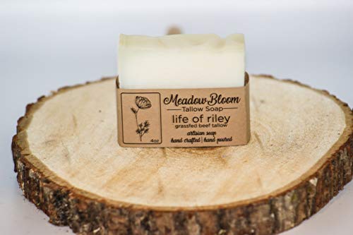 HUNTER CATTLE CO. EST'D 2004 HC Meadow Bloom Tallow Bar Soap - Unscented Single Pack - Made with All Natural 100% Grass Fed Tallow Handmade Soap Bar - Great for Face or Body Soap
