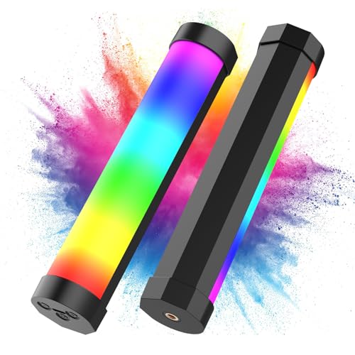 LUXCEO V8 Tubo de luz LED, RGB LED para fotografía, Regulable 3000 K/6000 K, luz de cámara RGB con batería de 2000 mAh, CRI95+, luz de fotografía portátil para Youtube, TikTok Video Vlog