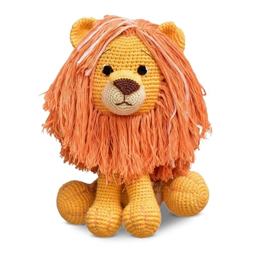 Image of Happy Threads Handmade Crochet Lion Toy for Kids - Asad Lion | 25 cm Cute Stuffed Animal Soft Toys for Boys & Girls | Bis Certified, Safe & Durable Knitted Toys for Newborn, (100% Cotton)