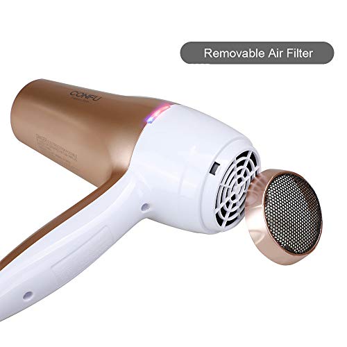 Professional Ionic Salon Hair Dryer, Powerful 1875W Low Noise Fast Drying Blow Dryer, Ceramic Tourmaline Lightweight Hairdryer with Concentrator Nozzle & Cool Button,2 Speed and 3 Heat Setting