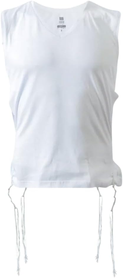 Adult Tzitzit T-Shirt Kosher Tzizis -Ashkenaz, Sephardi or Chabad Strings by MMJ-100% Cotton V-Neck Certified Made in Israel