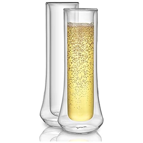 JoyJolt Cosmo Champagne Flutes - Set of 2 Mimosa Glasses, Ideal for Weddings, Bridesmaid Parties, or Bridal Showers - Cheerful Stemless Champagne Flutes - 148 ml / 5 oz Set of Sparkling Wine Glasses Cover