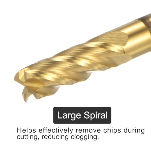 Image of uxcell Carbide Square End Mill, 1 /8 inch Diameter TiSiN Coated 4 Flutes Milling Bit Cutter, for Hardened Steel Stainless Steel Cast Iron, 1 /8 inch Shank 3 /8 inch Cut Length 1-1 /2 inch Long HRC55