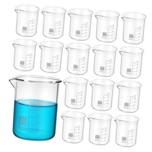 NAMOARLY 20pk Lab Beakers Measuring Cups Graduated Beakers Glass 50ml Precision