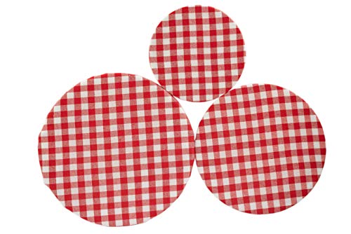 Handmade Reusable Cotton Fabric Bowl Covers - Set of 3 (Red cell-2)