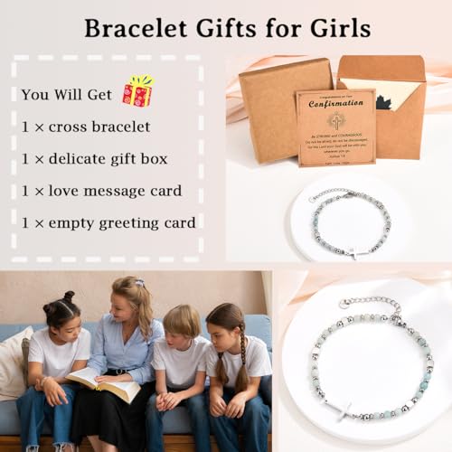 Image of Religious Cross Bracelet for Women Girls, Christian Gifts for Daughter Granddaughter Sister in Christ Friend Niece on Birthday Christmas Easter Valentines Day Graduation
