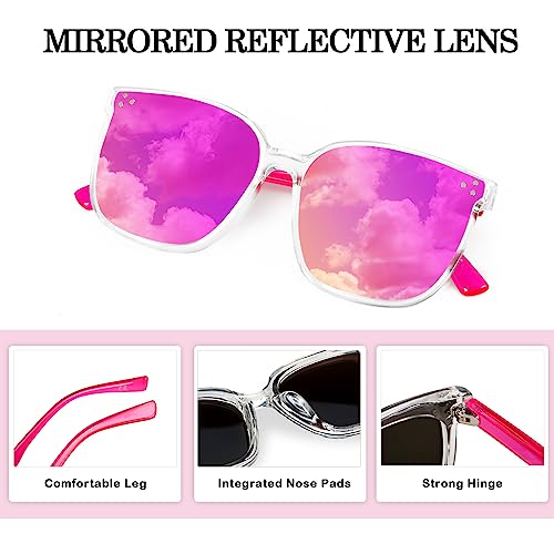 Kids Sunglasses - Mirrored Flexible Sunglasses for Girls & Boys, Toddler UV400, Age 3-103