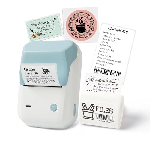 Image of LMASBLTER B1 Label Maker 2 Inch Bluetooth Thermal Label Printer for Barcode, Address, Labeling, Logo, Clothing, Jewelry, Retail, Mailing, Support with Phones&PC, Easy to Use for Office & Home-Blue