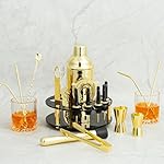 X-cosrack 19-Piece Bar Set, Gold Cocktail Shaker Set for Drink Mixing: Stainless Steel Bar Tools with Rotating Stand, Professional Bartender Kit for Home Bars, Parties - Image 5
