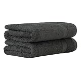 Luckytowel Handtücher Set 50x100 cm – Oeko-TEX Handtuch-Set aus 100% Baumwolle mit 600 g/m² – Frottiertücher mit Aufhängeschlaufe – flauschig & saugstark – Frottee Handtuchset – 2er Pack Anthrazit