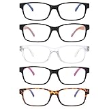 5-Packs Reading Glasses Blue Light Blocking,Spring Hinge Readers for Women Men Ray Tint Anti Glare UV Digital Eyestrain (#5-pack Mix Color, 2.5 x)