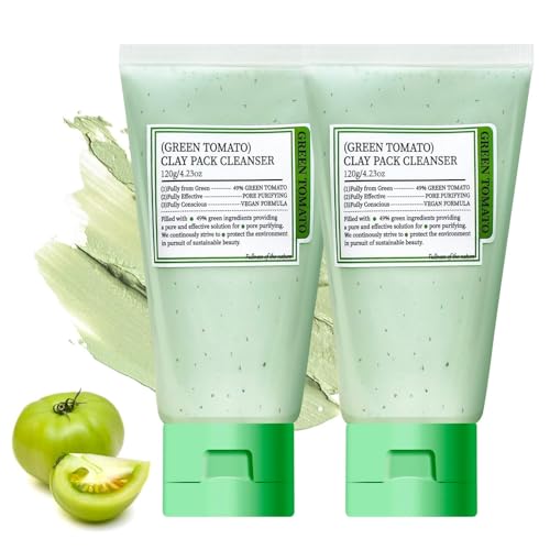 TLM Green Tomato Clay Mask, with 49% extract, sebum and clogged pores treatment, exfoliation, fragrance-free (2)