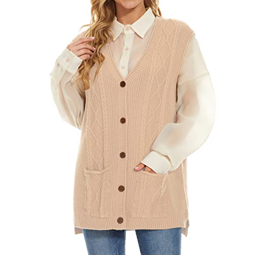 Hiser Gilet in Maglia Donna Senza Maniche Maglione con