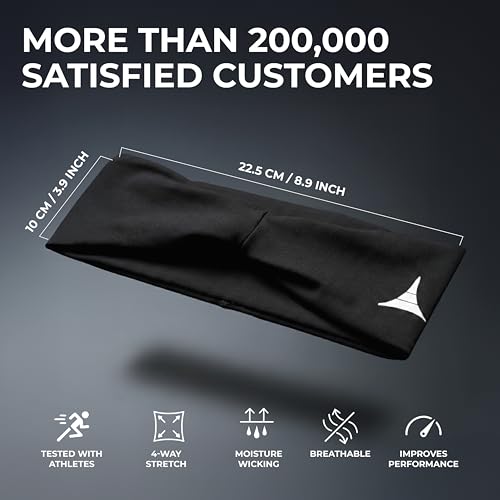 Image of French Fitness Revolution - Stretchy Sports Headband for Men & Women - Guys Sweatband for Running, Cycling, Basketball, Yoga, Fitness - Moisture Wicking Workout Hairband - Made in Europe