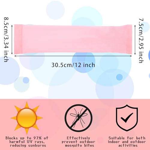 3Pairs Kids Arm Sleeves Thinly UV Sun Protection Cooling Arm Cover Compression Sleeves, Outdoor Sport Breathable Elastic Ice Sleeve for Youth Boys Girls (7-12 Years) (Pink&Blue&Yellow) 7