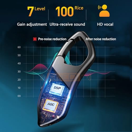 Image of FREDI HD PLUS 16GB Keychain Digital Voice Recorder | Portable Audio Recording Device with Built-in Microphone | Rechargeable Battery | USB Plug and Play File Transfer | Compact Keyring Audio Recorder