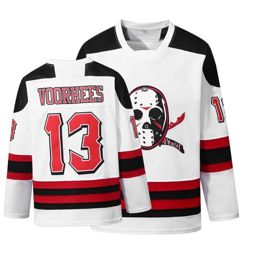 Mens Voorhees Jason 13 Friday Movie Ice Hockey Jersey Halloween Stitched White