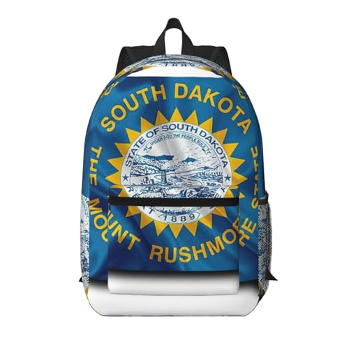 Sac à dos d'école léger drapeau Dakota du Sud noir idéal pour les cours et loisirs