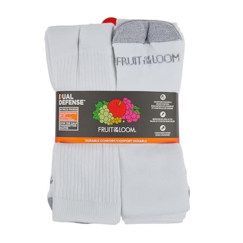 Image of Fruit of the Loom Men's Dual Defense Socks, Odor Protection with Half Cushion, Multi-Packs