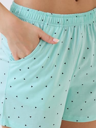 Image of AV2 Women's Cotton Printed Round Neck Sleeveless Night Suit Set | Bermuda Shorts Set | Casual Night Dress -2912