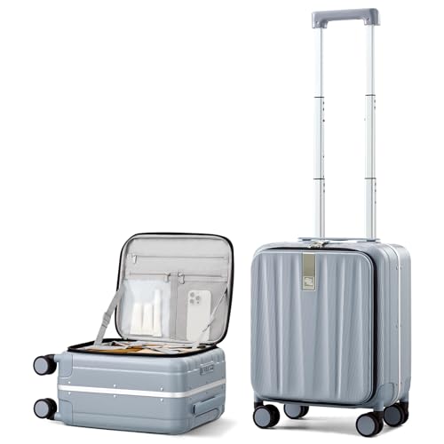 Image of Hanke 16 20 24 26 Inch Carry On Suitcase PC Hardshell Luggage Top Open Aluminum Frame Rolling Suitcases with Wheels Tsa Luggage Travel Luggage for Womem Men, Grey, 16 Inch
