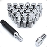 Wheel Accessories Parts 20 PC Chrome 12x1.25 Locking Spline Cone Seat- Lug Bolts with Dual Hex Key (24mm Long) (20, Chrome)