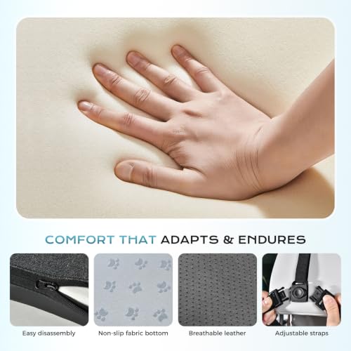 Image of Coverado 2-in-1 Lumbar Support with Car Headrest Pillow, Adjustable-Height Velcro Design Car Neck Support Pillow for Driving Seat, Ergonomic Memory Foam Car Back Support Pillow for Pain Relief, Black