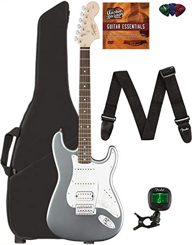 Fender Squier Affinity Stratocaster HSS - Slick Silver Bundle with Gig Bag, Tuner, Strap, Picks, and Austin Bazaar Instructional DVD
