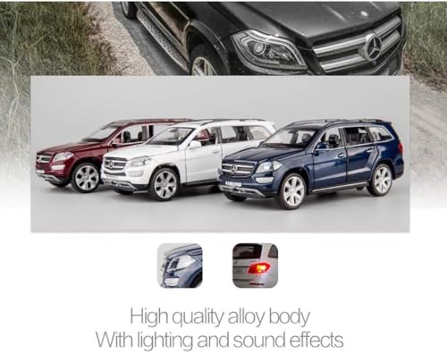 Image of Mercedes Benz GL500 Metal Car Pull Back with Open Doors, Tail with Front and Rear Light & Music Great Gift for Boys and Girls. (White)