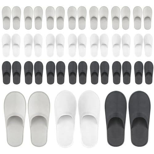 BoxSkivra 24 Pairs of Disposable Slippers forGuests, Hotel slippers, Spa Slippers Bulk Slippers for Travel Home Party Wedding (US Men Size 10, Women 11)