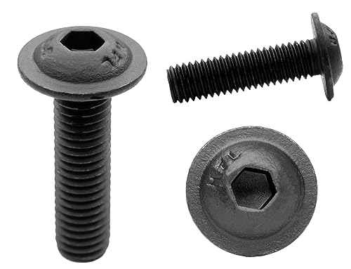 M5 (5mm x 30mm) Black Zinc Flake 10.9 Flanged Button Head Screws Allen Socket Bolts Screws (Pack of 20)