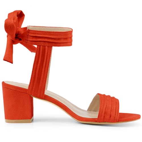 Image of Allegra K Women's Open Toe Ankle Tie Back Block Heels Sandals