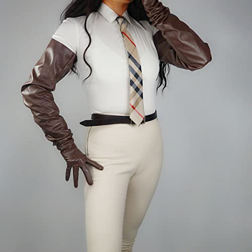 Image of DooWay Unisex 90CM LONG LEATHER GLOVES Oversized Loose Fit 35 Inches Shoulder Length Faux PU for Adult Party Cosplay Costume