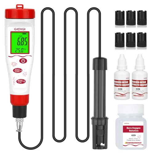 Digitales Messgerät für gelösten Sauerstoff, GIDIGI-Tester für gelösten Sauerstoff mit ATC, DO-Messgerät mit 3 m langem DO-Sondenkabel, Testkit für gelösten Sauerstoff für Aquarien, Teiche, Fischtanks