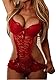Sexy UnterwäSche Frauen Erotik Underwear Spitze WäSche ReizwäSche Einteilige Spitze Bodysuit Negligee Strap Einteilige Dessous Passion Nachthemden Sleepwear Reizvolle, Red, S