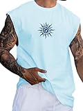 RodZen Mens Polyester Regular Fit Tank Tops Sleeveless Round Neck T-Shirt for Gym, Running and Outdoor (Ice, M), Blue