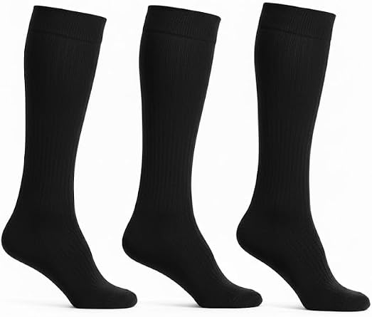 EvoNation Mens 20-30 mmHg Copper Sole Compression Socks 3-Pack Firm Support for Circulation, Swelling Relief