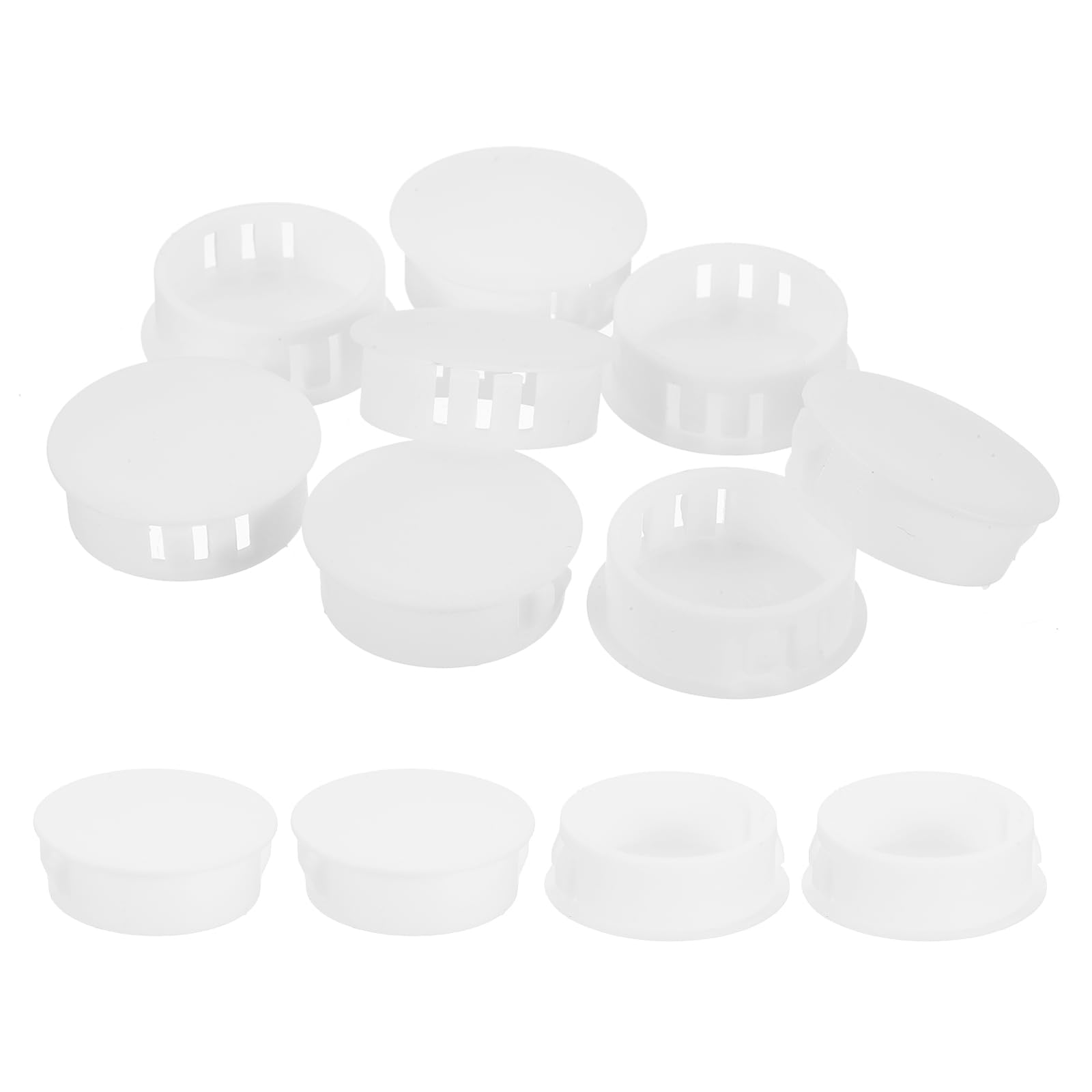Produktbild von 18x Nylon-Blindstopfen 28 Mm – Weiße Schnappdeckel Für Bohrungen, Für Möbel, Schränke, Maschinen