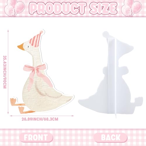 Image of Croblissful One Silly Goose Party Decorations 1st Birthday Backdrop Duck Animal Background Prop for Birthday Baby Shower Party Supplies (Pink,Goose)