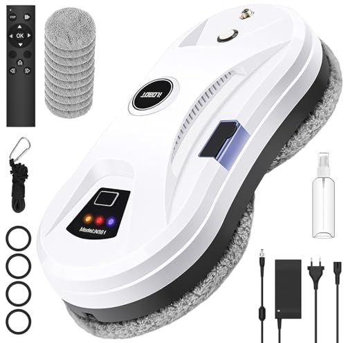 Robot Glass Cleaner, 5600 Pa Suction, Automatic Window Cleaner, Security System, Intelligent Navigation, Remote Controlled, for All Smooth Surfaces, with 10 Cloths (B)