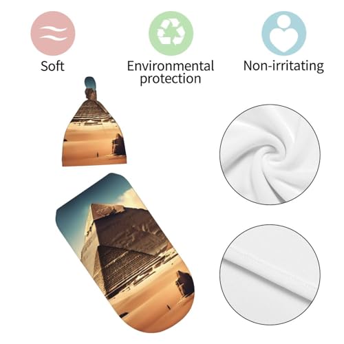 Dreaming of The Pyramids of Khufu Print Newborn Swaddle Blanket with Beanie Set, Soft Baby Sleep Sack Receiving Wraps, for Boy Girl 7