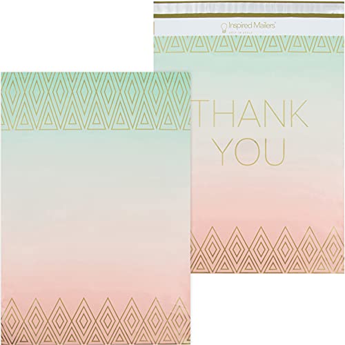 Inspired Mailers - Large Poly Mailers 14.5 x 19-50 Pack - Thank You Poly Mailers Ombre Geometric - Large Mailing Envelopes - Large Shipping Envelopes - Poly Bags for Shipping