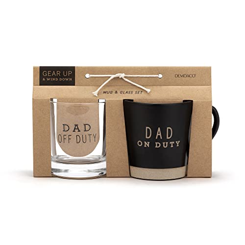 DEMDACO-Dad-On-Off-Duty-Matte-Black-9-ounce-Stoneware-and-Glass-Mug-and-Rocks-Glass-Set DEMDACO Dad On Off Duty Matte Black 9 ounce Stoneware and Glass Mug and Rocks Glass Set