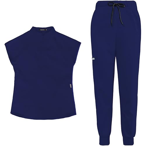 niaahinn Scrub Suit for Women Scrub Top & Jogger Scrub Pant with Pocket Medical Professionals Uniforms Set