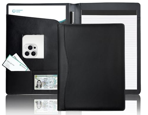 Konferenzmappe A4 Leder, Elegance Schreibmappe Portfolio Konferenzmappe Kunstleder für A4 Mappe Organizer Dokumentenmappe Große Fächern Aktenmappe für Notizblock Tablet Rechner