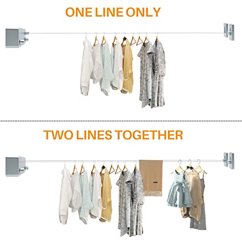MUALROUS Double Rope Retractable Clothesline Extendible Washing Line Adjustable Waterproof Laundry Line Wall Mounted Clothes Line for Indoor Use up to 4.2 m Long Washing Line - Image 3