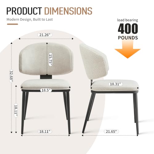 Image of Dining Chairs Set of 4,Fabric Dining Room Chairs,Light Camel