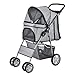 [pro.tec] Hundewagen Pet Stroller Hundebuggy Regenschutz zum Schieben Roadster inkl. Einkaufstasche Grau