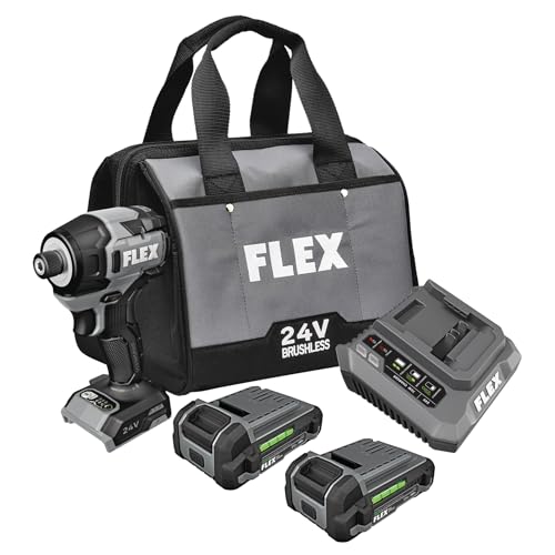 Image of FLEX 24V Brushless Cordless 1/4-Inch Hex Impact Driver Kit with (2) 2.5Ah Lithium Battery and 75W Fast Charger - FX1352-2A
