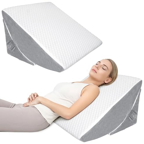 INFANZIA Coussin incliné pour lit, Lot de 3 Coussins en Coin Orthopédiques pour Lit - Apnée du Sommeil, Reflux Gastrique, soulèvement des Jambes| Mousse...